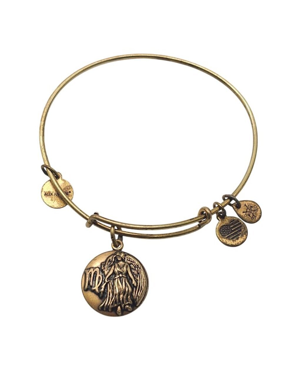 Alex And Ani Virgo Charm Bangle Bracelet Gold-Tone Zodiac 2017 Adjustable Expand